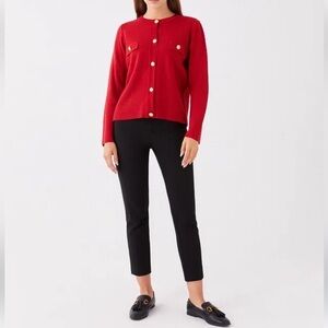 Bryn Connelly Sweater Cardigan Size Small Red Gold Button Vintage Preppy Classic